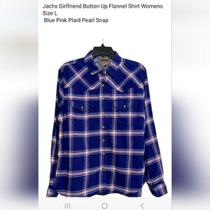 JACHS Girlfriend Button Up Women Flanel Shirt Size L NEW